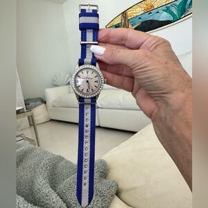 Toy Watch Women's Swarovski Crystals Stainless Steel Blue Gray Strap 36mm Watch